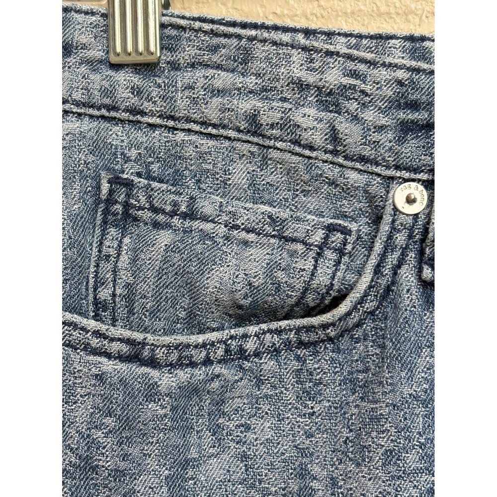 Rag & Bone Logan Mid-Rise Wide Leg Jeans Blue Textured Denim Size 29 - Picture 6 of 10